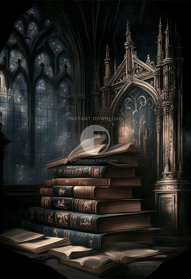 Gotiskt biblioteksbokstacktryck | Dark Academia rumsdekor (digital nedladdning) bild 7