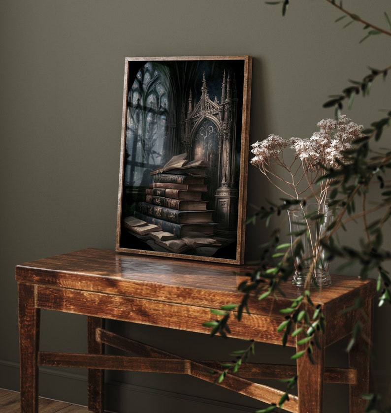 Gotiskt biblioteksbokstacktryck | Dark Academia rumsdekor (digital nedladdning) bild 6