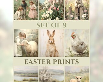 Cottagecore Easter Prints Set | Vintage Farmhouse Gallery Wall Set (Digital Download)