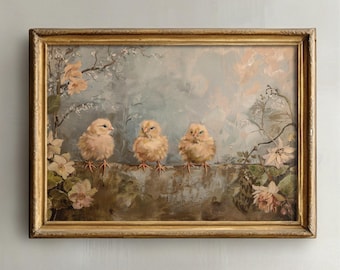 Chicks | Spring Decor, Cottagecore Prints, Easter Wall Art, Vintage Aesthetic, Rustic Home Decor, Farmhouse Art, Nature Nursery Prints