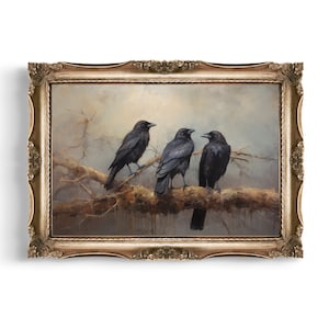 Krähen | Darkcore Cottage Wandkunst, Dark Academia Dekor, Witchy Dekor, Stimmungsvolle Wandkunst, Whimsigoth Kunst, Gothic Ästhetik, Gothic Wohnkultur