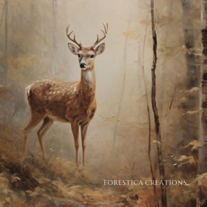 Roe Deer | Cottagecore Prints, Fall Home Decor, Oil Painting Aesthetic, Moody Nature Wall Art, Dark Academia Decor, Forest Room Decor image 7