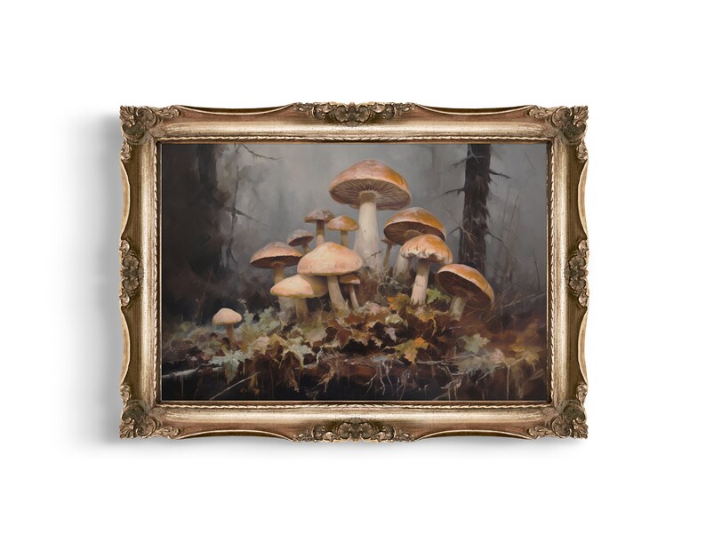 Cottagecore Charm: Create a cozy haven with dark academia decor. Gallery wall set captures fall's essence with mushroom prints and more.