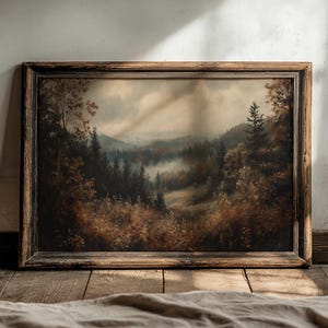Melancholy Mountains | Fall Home Decor, Vintage Oil Painting Aesthetic, Dark Academia, Moody Wall Art, Rustic Home Decor, Farmhouse Print