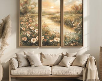 Set of 3 Narrow Landscape Prints | Tall Triptych Art, 3 Piece Wall