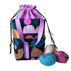 Knitting Projects Bag Crochet Project Bag Bag for knitting Travel knitting Bag Busket bag Crochet tote bag.