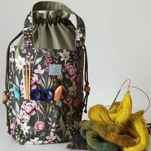 Knitting Projects Bag Crochet Project Bag Bag for knitting Travel knitting Bag Busket bag Crochet tote bag.