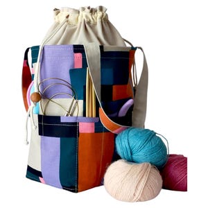 Knitting Projects Bag Crochet Project Bag Bag for knitting Travel knitting Bag Busket bag Crochet tote bag.