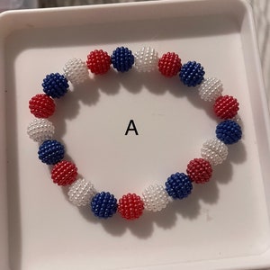 Patriotic Bracelet- red, white, and blue, 4th of July/Memorial Day