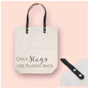 Canvas tas met leren hengsels