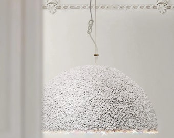 Luxury White Marble Swarovski Crystals Chandelier | Unique Texture & Design | Contemporary Handmade Dome Lighting | The Duchess Pendant L