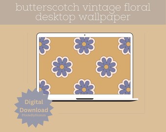 Butterscotch Vintage Floral Desktop Wallpaper | Mac | PC | Flower | Minimalist | Boho | Simple | Clean | Modern