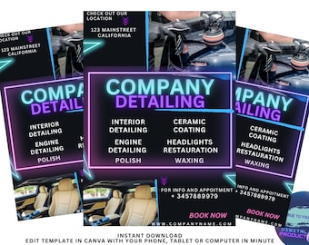 Elevate Your Car Wash Business with Our Professional Flyer Template Detailing Car Flyer Car Detailing Social Media Post