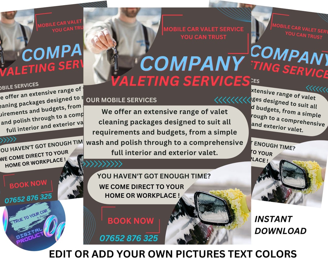 Customizable Car Valet Flyer Template for Auto Detailing & Car Wash