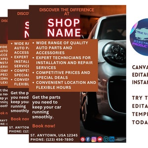 Car Wash Flyer Template Car Detailing Flyer Template Auto Parts Flyer Car Services Template Automotive Flyer Editable Template Social Media