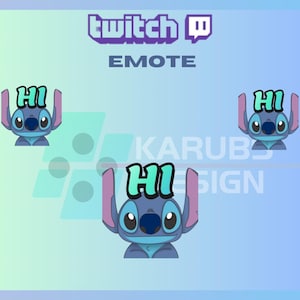 1 Twitch Emote, Stitch Hi Emote, Cute Emote, Hi Emote, Stitch Emote, Cute, For Streamers-Instant Download/Ready to Use PNG (transparent)