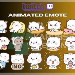 Animated Twitch, Kick Emote,  Cute Cat Emote, Cute Kitten, Emote Pack, Chibi, For Streamers - Instant Download / Ready to Use (transparent)
