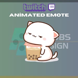 Animated Twitch, Kick Emote, Boba Kitty Emote, Kitty Emote, Cute Cat Emote, Animal, For Streamers-Instant Download/Ready to Use(transparent)