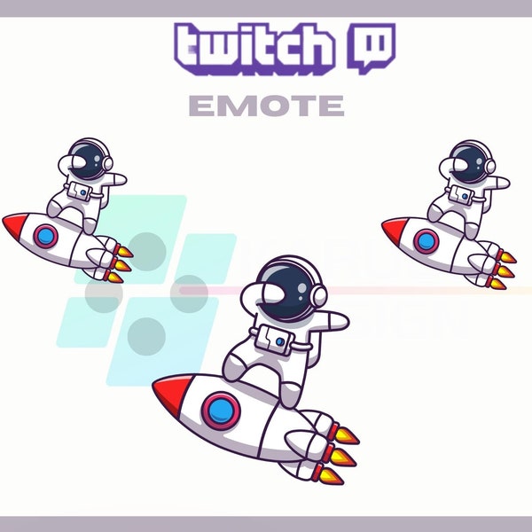 1 Twitch Emote, Dabbing Astronaut Emote, Space, Sky, Astronaut, Space Missile, For Streamers -Instant Download/Ready to Use PNG(transparent)