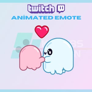 Animated Twitch, Kick Emote, Cute Ghost Emote, Holding Hands Emote, Kawaii, Chibi, For Streamers-Instant Download/Ready to Use (transparent)