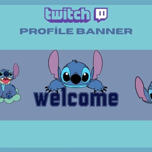 Twitch Profile Banner, Stitch Banner, Cute Stitch Banner, Welcome Twitch Banner, For Streamers - Instant Download / Ready to Use PNG