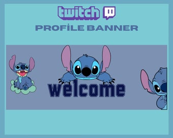Twitch Profile Banner, Stitch Banner, Cute Stitch Banner, Welcome Twitch Banner, For Streamers - Instant Download / Ready to Use PNG