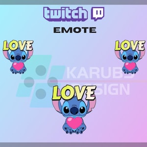 1 Twitch Emote, Stitch Liebe Emote, Süßes Emote, Liebe Emote, Ich liebe Dich Emote, Für Streamer - Instant Download / Ready to Use PNG (transparent)