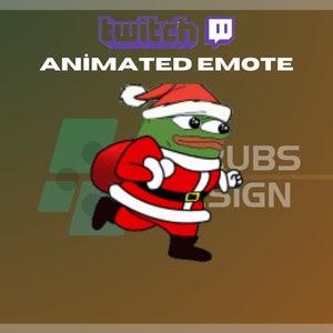 Animiertes Twitch, Kick Emote, Pepe Frosch Emote, Santa Emote, Neujahr, Weihnachten, Für Streamer-Instant Download / Ready to Use (transparent)