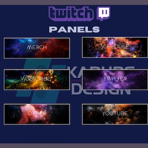 24x Twitch Panels Pack - Abstract Nebula Panels, Planet, Galaxy, Sky, Colorful, Purple, for Streamers - Instant Download / Ready to Use PNG