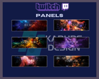 24x Twitch Panels Pack - Abstract Nebula Panels, Planet, Galaxy, Sky, Colorful, Purple, for Streamers - Instant Download / Ready to Use PNG
