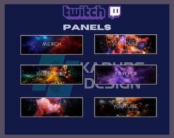 24x Twitch Panels Pack - Abstract Nebula Panels, Planet, Galaxy, Sky, Colorful, Purple, for Streamers - Instant Download / Ready to Use PNG