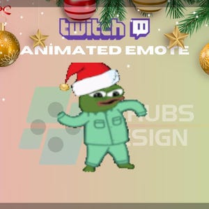 Animiertes Twitch, Kick Emote, Pepe Emote, Frosch Emote, Neujahr Emote, Weihnachten, Für Streamer-Sofort Download / Gebrauchsfertig (transparent)