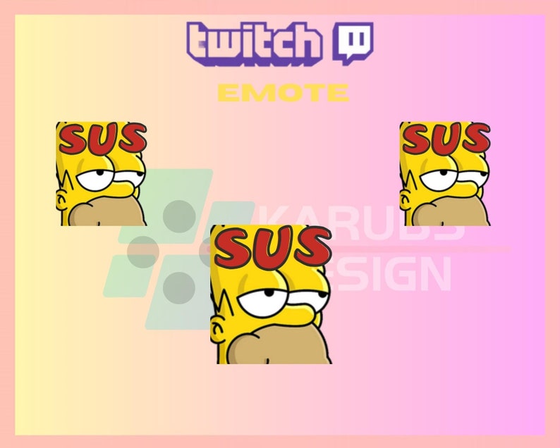 1 Twitch Emotes, Sus Emote, Community Emote, Sus Emote, Homer Simpson, For Streamers Instant Download / Ready to Use PNG transparent image 1