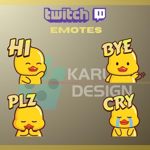 4 Twitch Emotes, Cute Duck Emotes, Hi Emote, Bye Emote, Cry Emote, Please Emote, For Streamers-Instant Download/Ready to Use PNG transparent