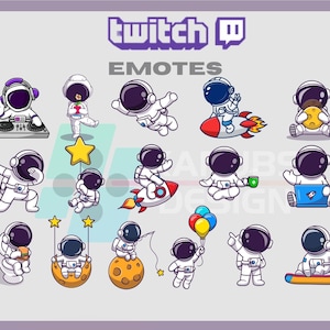 16 Twitch, Kick Emotes, Astronaut Emote Pack, Space, Dab,Astronaut,Planets,Cute,For Streamers-Instant Download/Ready to Use PNG(transparent)