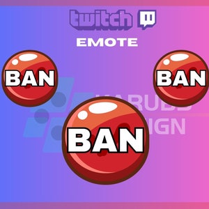 1 Twitch Emotes, Emote przycisku bana, Emote kopnięcia, Emote czerwonego przycisku, Społeczność, Dla streamerów - Natychmiastowe pobranie/Gotowe do użycia PNG (przezroczyste)