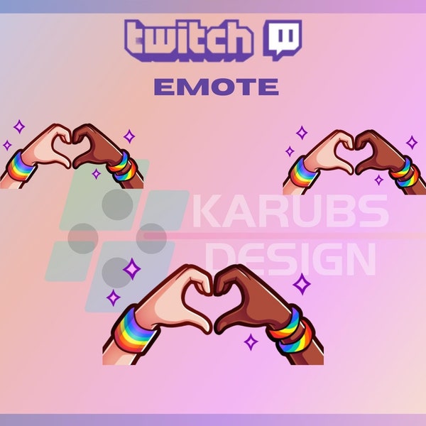 1 Twitch Emotes, Heart Hand Sign Emote, LGBTQIA Heart Emote, Cute Emote, For Streamers - Instant Download / Ready to Use PNG (transparent)