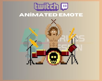 Animiertes Twitch Emote, Rock Schlagzeuger Emote, Rocker Emote, Pixel Emote, Schlagzeuger Emote, für Streamer-Instant Download/Ready to Use transparent