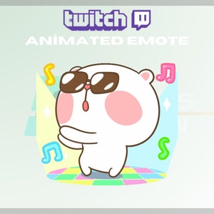Animated Twitch, Kick Emote, Polar Bear Emote, Party Emote, Music Emote, Dance, For Streamers - Instant Download/Ready to Use (transparent)