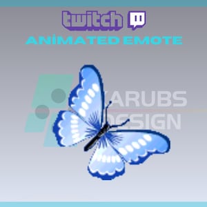 Animated Twitch, Kick Emote, Blue Butterfly Emote, Kawaii Chibi Emote, Animal, For Streamers - Instant Download / Ready to Use (transparent)