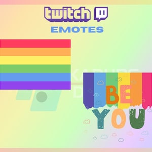 2 Twitch Emotes, LGBT Emotes, Cute Rainbow Emote, Colorful Emote, Flag Emote, For Streamers-Instant Download/Ready to Use PNG (transparent)