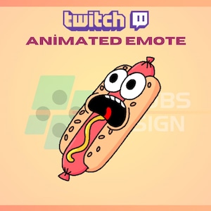 Geanimeerde twitch, kick-emote, bange hotdog-emote, voedsel-emote, schattige emote, fastfood, voor streamers: direct te downloaden/klaar voor gebruik (transparant)