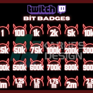 29x Red Neon Evil Bit Badges, Devil&#39;s Crown Bit Badges, Red Bit Badges, Neon, For Streamers-Instant Download/Ready to Use PNG (transparent)