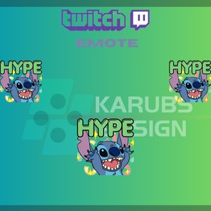 1 Twitch Emote, Stitch &quot;HYPE&quot; Emote, Süßes Blaues Stitch Emote, Hype Emote, Für Streamer - Instant Download / Ready to Use PNG (transparent)