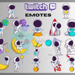 17 Twitch Emotes, Astronaut Emote Pack, Space, Yoga, Planets, Cute ...