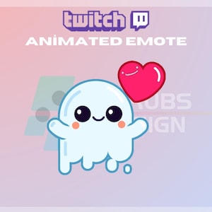 Animated Twitch, Kick Emote, Ghost Emote, Heart Kiss Emote, Cute Emote, Halloween, For Streamers-Instant Download/Ready to Use (transparent)