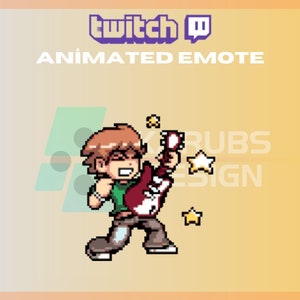 Animated Twitch, Kick Emote, Rocker Boy Emote, Rock Emote, Electro Guitar, For Streamers - Instant Download / Ready to Use (transparent)