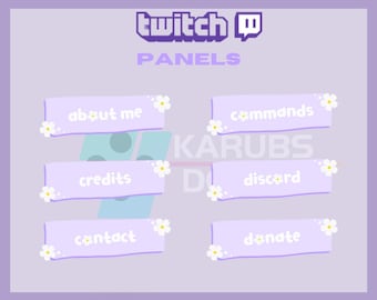 24x Twitch Panels Pack-Purple Floral Panels, Aesthetic, Cosy, Soft, Cute,Simple,for Streamers-Instant Download/Ready to Use PNG(transparent)