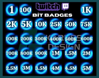 27x neonblauwe Twitch Bit Tier-badges, bit-badges, neonblauw, schattige bit-badges, voor streamers - direct downloaden/klaar voor gebruik PNG (transparant)