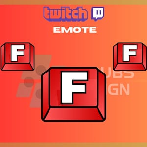 May include: Three red keyboard keys with a white "F" on each key. The keys are arranged in a row. The text "Twitch" and "EMOTE" are visible above the keys.